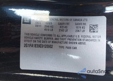 2012 Chevrolet Camaro 2Ls z USA, uszkodzony, nr VIN 2G1FA1E39C9120902